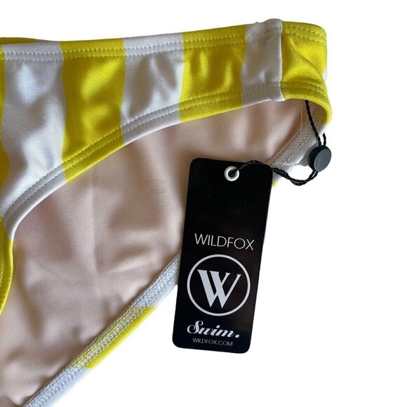 NWT Wildfox Yellow White Stripe Bikini Swim Bottom Size Small - Picture 4 of 8